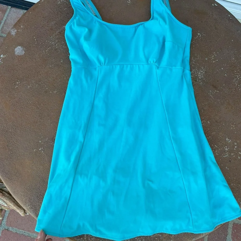 Vintage 90s seawaves teal one piece swim dress sz m - Picture 5 of 8